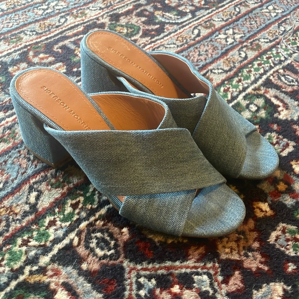 SIGERSON MORRISON - Rhoda blue cross heeled sandals size 7